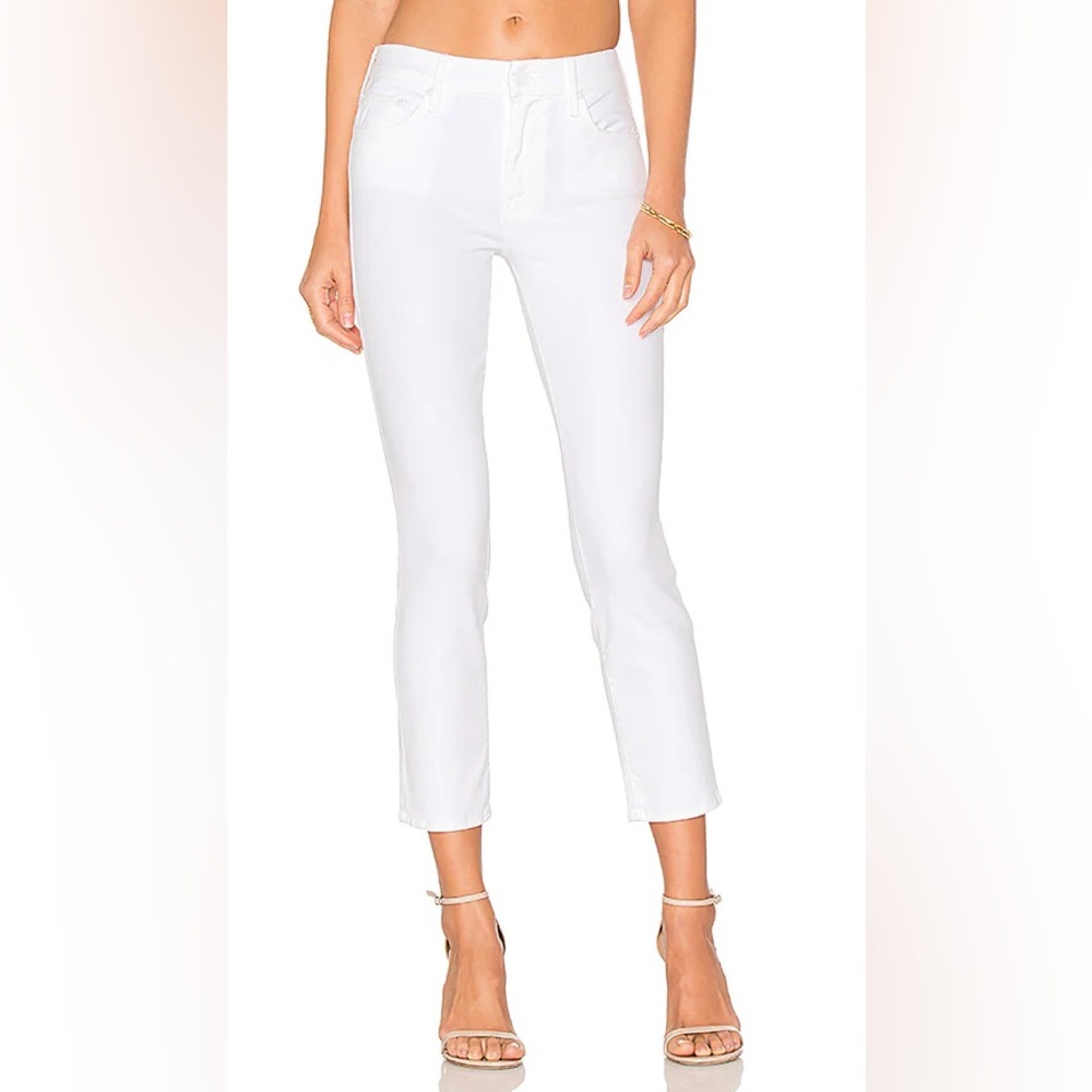 MOTHER The Looker Crop Jeans in Glass Slipper White‎